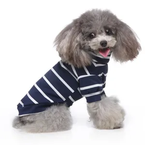 Süße gestreifte Hundekleidung Herbst Rollkragen Pullover Haustier Welpen Freizeit Detailbild
