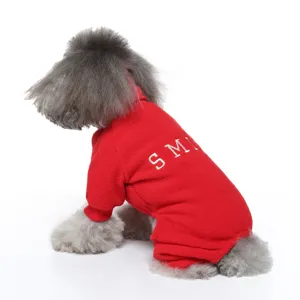 Winter warm pet dog clothes red fleece four-legged jumpsuit apparel for small dogs puppy pets