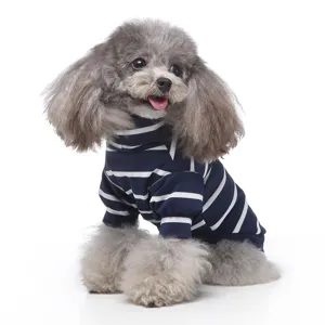 Schicker gestreifter Haustier-Rollkragenpullover, gemütliches Hundeshirt,weiche Frühlingsmode.
