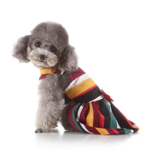 Colorful striped dog dress for small pets summer wear cute puppy apparel breathable pet skirt