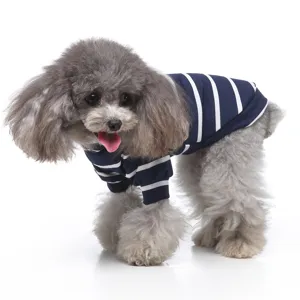 Niedliche gestreifte Hundekleidung für Frühling und Herbst, lässiger Zweibeiniger Pullover.