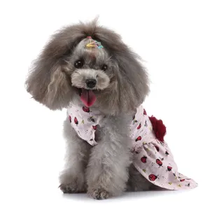 Jolie robe d'été pour chien avec imprimé coccinelle mignon, tissu léger et respirant détail.