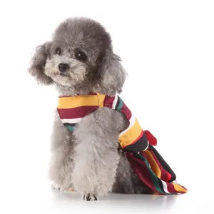 Cute colorful striped pet dog summer dress for small dogs breathable comfortable apparel detail