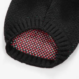Gros plan d'un pull d'hiver pour animal de compagnie en tricot douillet et doublure festive.