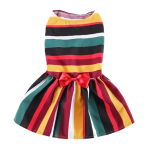 colorful striped pet dog dress summer cute puppy clothes apparel skirt for small pets