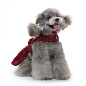Jolie robe rouge pailletée pour chien, tenue de fête style princesse nœud pour petits chiots.
