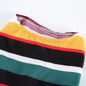 Colorful striped pet dog clothes detail summer puppy apparel comfortable fabric design