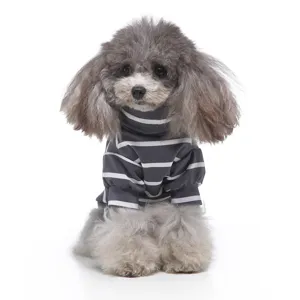 Gestreifte Hunde Pullover Rollkragen Haustier Kleidung Freizeit Streifen Welpen Pullover herrlich