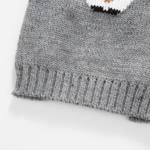 Pull tricoté gris pour animal de compagnie détail hiver chaud vêtements chien doux
