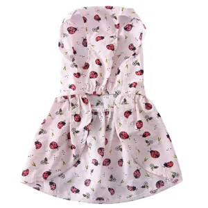 Jolie robe rose pour animal de compagnie à motif coccinelle, vêtement d'été léger chien chat.