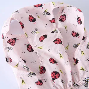 Jolie robe d'été pour animal avec imprimé coccinelle rose et fleurs, vêtement fin pour chien et chat.
