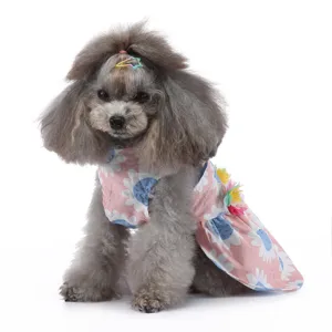 Robe mignonne à fleurs pour animaux, vêtements d'été respirants pour chiots avec des fleurs.