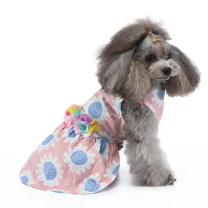 Jolie robe florale pour animaux chiens chats été respirant vêtements légers pour animaux