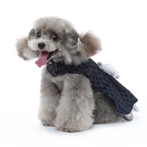 Detail de robe pour chien avec maille en dentelle et elegant design de noeud pour fete.