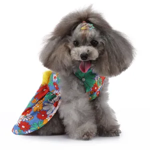 Robe d'ete pour animal de compagnie fleurs respirante mignonne chien chat vue de detail