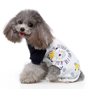 Weiche Haustier-Pyjamas aus Baumwolle mit süßem Löwen-Print für kleine Hunde oder Katzen