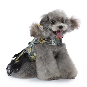 Jolie robe de chien princesse nœud papillon vêtements pour animaux de fête détail