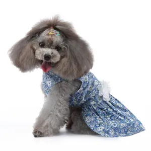 Jolie robe florale pour chien et chat au printemps été, vêtement chiot respirant et léger.