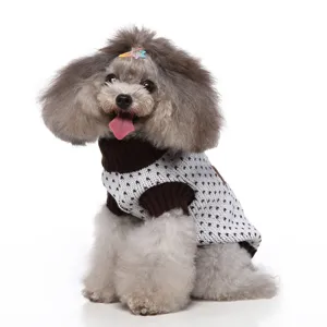 Doux pull d'hiver pour animal de compagnie, petit chien chiot col roulé marron et blanc