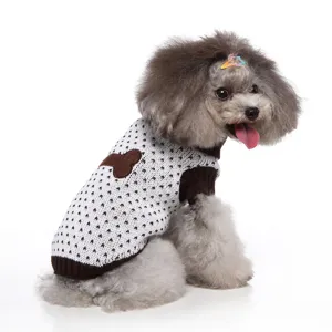 Gros plan detail du pull d'hiver chaud pour animal de compagnie avec motif d'os mignon.