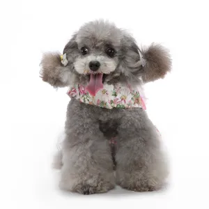 Robe de chien de compagnie style princesse fleurie fete chiot vetement noeud jupe.