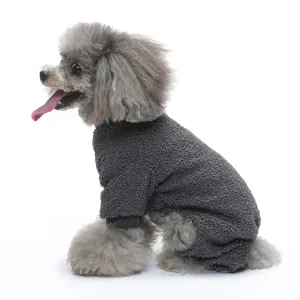 Comodo pigiama in morbido pile grigio per cani a quattro zampe, tuta calda invernale