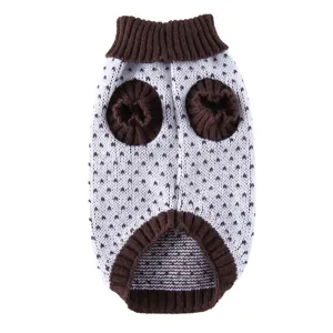 Pull tricoté confortable pour chien avec col haut et motif à pois pour la protection hivernale