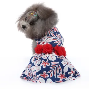 Jolie robe florale pour animaux de compagnie, chiens et chats, vetement d'ete respirant.
