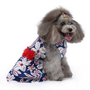 Robe d'été à fleurs pour animaux de compagnie chiens chats, adorable jupe de vacances respirante.