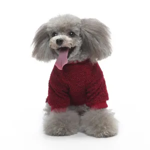 Maglione in pile rosso per animali domestici vestiti invernali caldi per cani