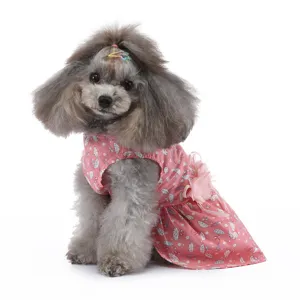 Jolie robe pour chien animal mignon imprimé parapluie floral vêtement d'été léger vue détaillée.