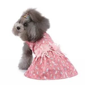 Jolie robe pour chien rose à motifs floraux, vêtement d'été respirant pour chiot.