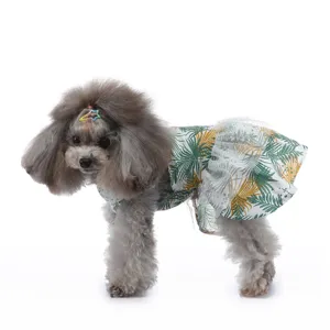 Jolie robe d'été pour chien avec motif tropical de palmiers et jupe tutu en tulle respirante