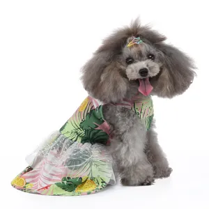 Robe d'été mignonne pour chien imprimé fruit tropical jupe en tulles respirante pour chat