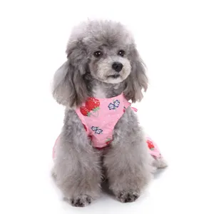 Süßes rosa Erdbeer Hunde Kleid für kleine Haustiere Sommer süße Welpen Kleidung Tier