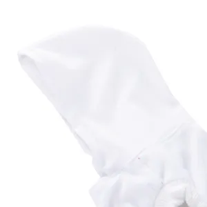 Détail de sweat à capuche pour animal blanc, gilet d'été uni pour chien et vêtement.