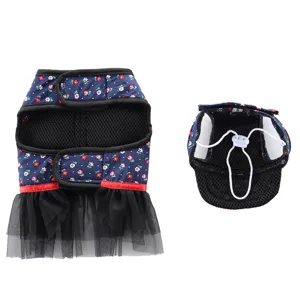 Carino vestito imbracatura per cani in rete floreale stile principessa gilet traspirante