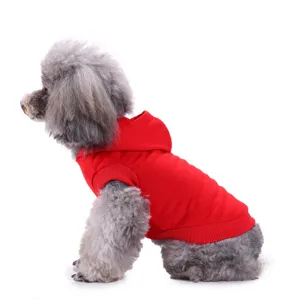 Gilet a capuche rouge uni pour chien vetement animal de compagnie ete detail de l'article