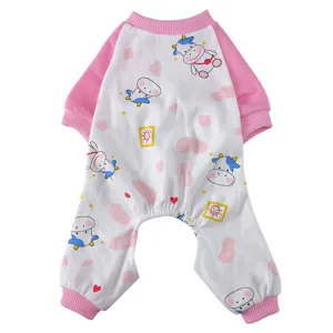 Süßer pink-weißer Haustier-Pyjama mit Cartoon-Kuh-Print im vierbeinigen Design