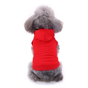Gilet à capuche rouge uni pour chien vêtements d'été pour animaux chemise chiot