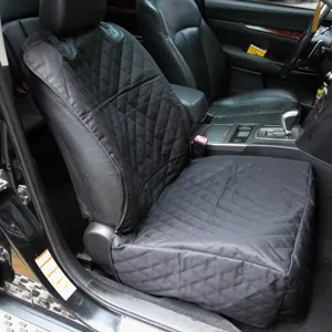 Detailed view of black quilted waterproof pet car seat cover for front seat protection.