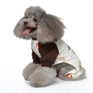Leichter Haustier-Schlafanzug mit Kirsch-Zitronen-Print und braunen Ärmeln für Hunde