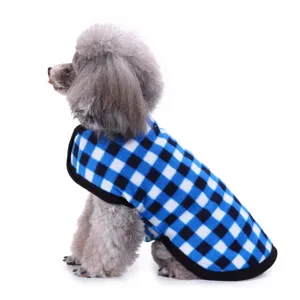 Mantella per cani a quadretti blu cappotto invernale caldo in pile per cani piccoli