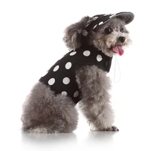 Set gilet e cappello per cane a pois neri e bianchi, vestiti traspiranti per cuccioli di piccola taglia.