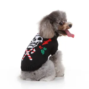 Joli pull pour chien avec motif crâne vêtement tricot pour animal automne hiver chaud detail