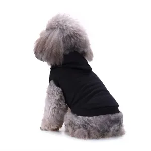 Gilet à capuche pour chien, vêtement pour animaux de compagnie noir uni pour petits chiens.