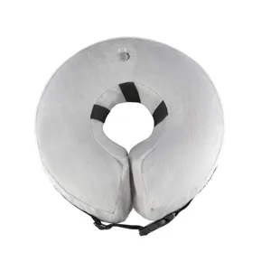 Grey inflatable pet recovery collar soft Elizabethan cone for dogs cats postoperative care