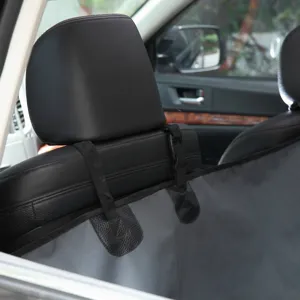 Waterproof pet car seat cover for dogs, rear back seat protector with adjustable straps.