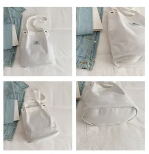 Detalles de un bolso de pana blanco que muestran su suave textura