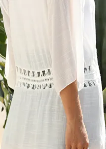 Einfarbige Häkelstrick Cardigan Strand Cover Up Sommer Urlaub lässige Oberbekleidung.